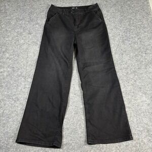 OAT Womens Black High Rise Wide Leg Stretch Denim Pants Size 8/29